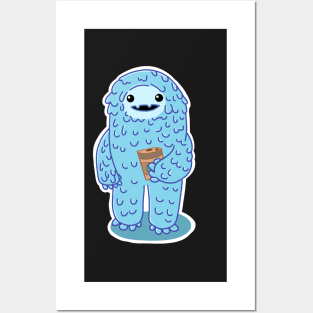 Yeti drinking coffee Posters and Art